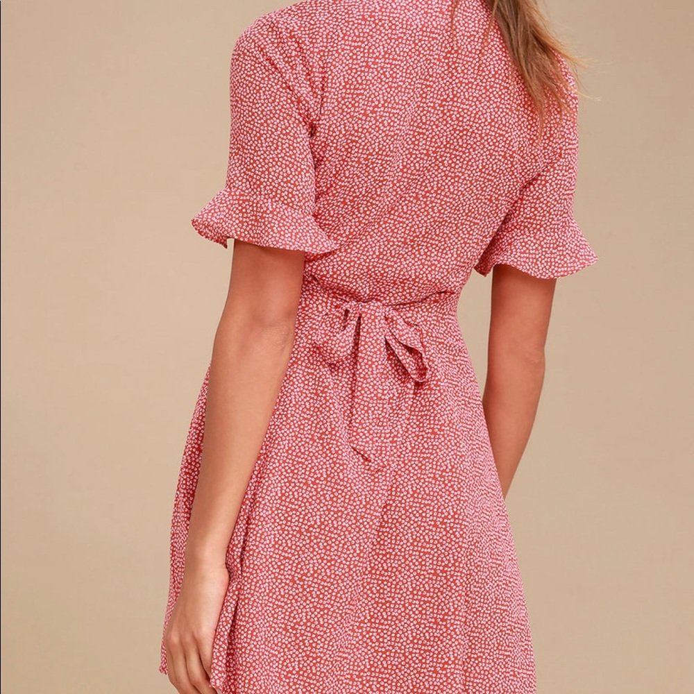 Lulus Castana Rust Red Print Button-Up Dress - image 3